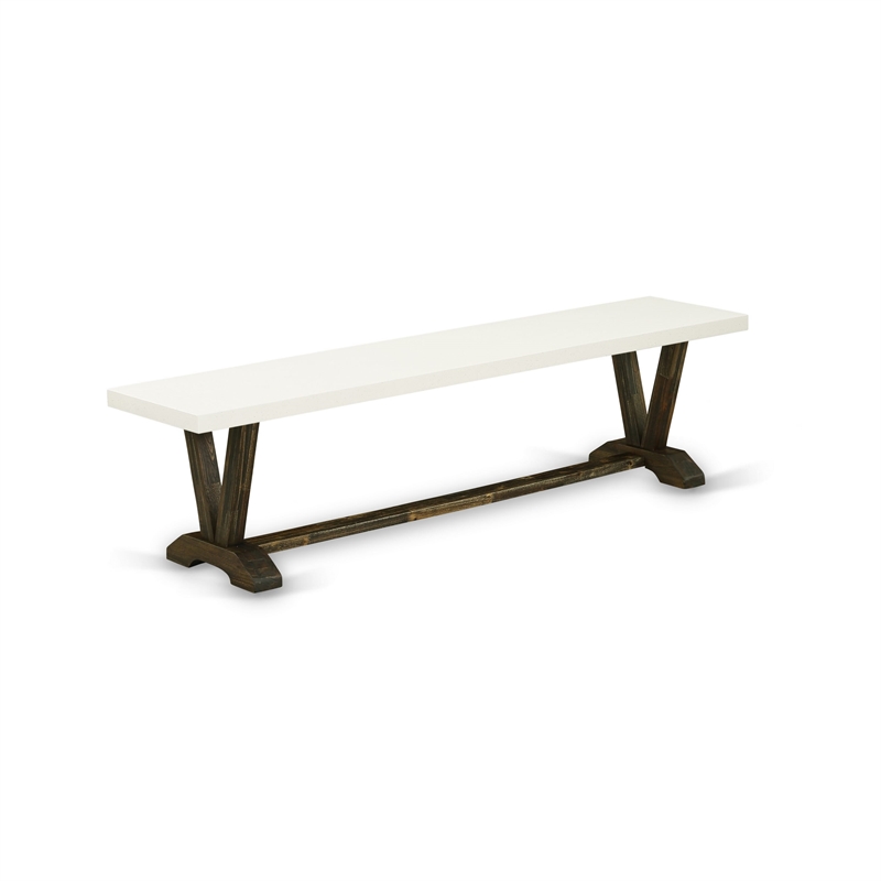 East West Furniture Table/4 Light Beige Chair/1 Bench in Distressed Jacobean