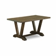 East West Furniture 6-Piece Dining Set in Distressed Jacobean/Light Beige
