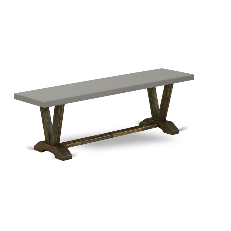East West Furniture Table/4 Light Beige Chair/1 Bench in Distressed Jacobean