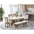 East West Furniture Table/4 Light Beige Chair/1 Bench in Distressed Jacobean