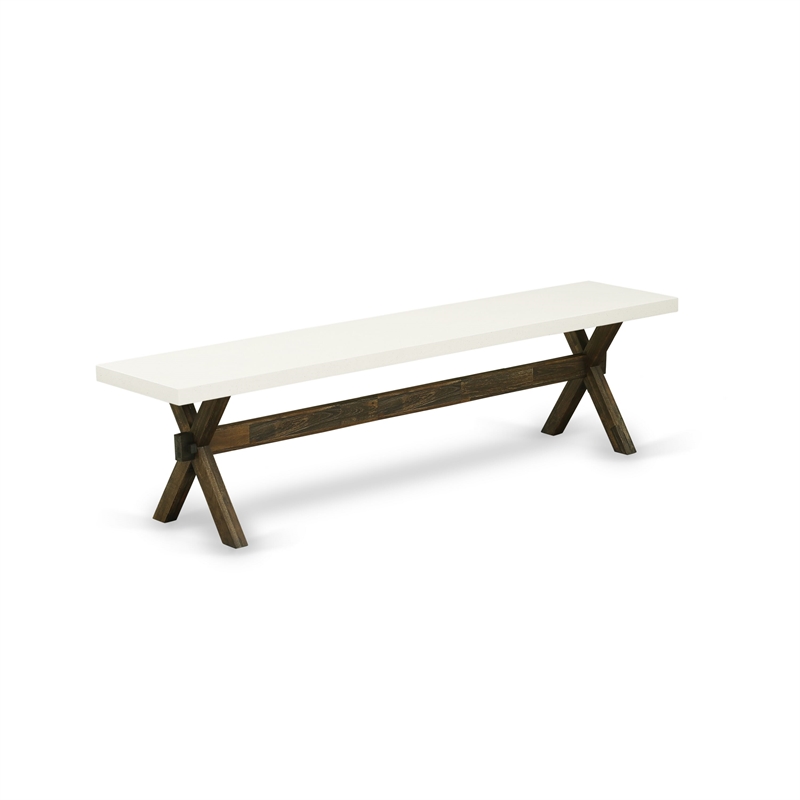 East West Furniture Table/4 Light Beige Chair/1 Bench in Distressed Jacobean
