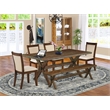 East West Furniture 6-Piece Dining Set in Light Beige/Distressed Jacobean