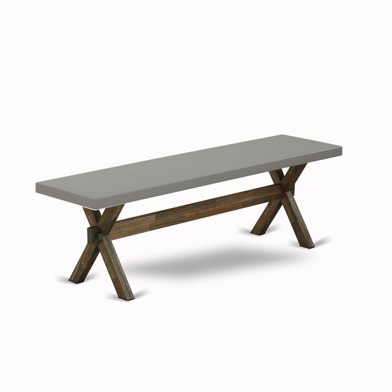 East West Furniture Table/4 Light Beige Chair/1 Bench in Distressed Jacobean
