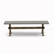 East West Furniture Table/4 Light Beige Chair/1 Bench in Distressed Jacobean