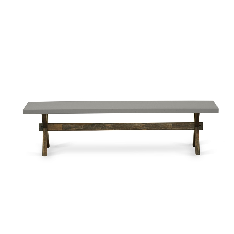 East West Furniture Table/4 Light Beige Chair/1 Bench in Distressed Jacobean