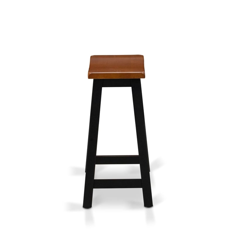 East West Furniture Dining Table 2 Wood Stools with a Bench in Black/Cherry