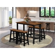 East West Furniture Dining Table 2 Wood Stools with a Bench in Black/Cherry