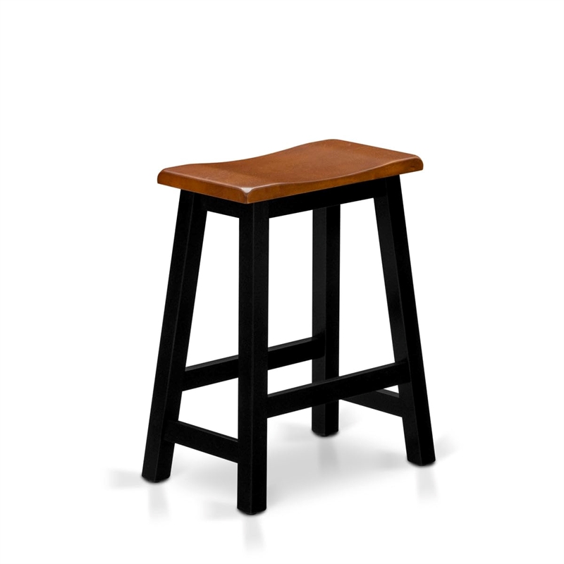 East West Furniture Dining Table 2 Wood Stools with a Bench in Black/Cherry