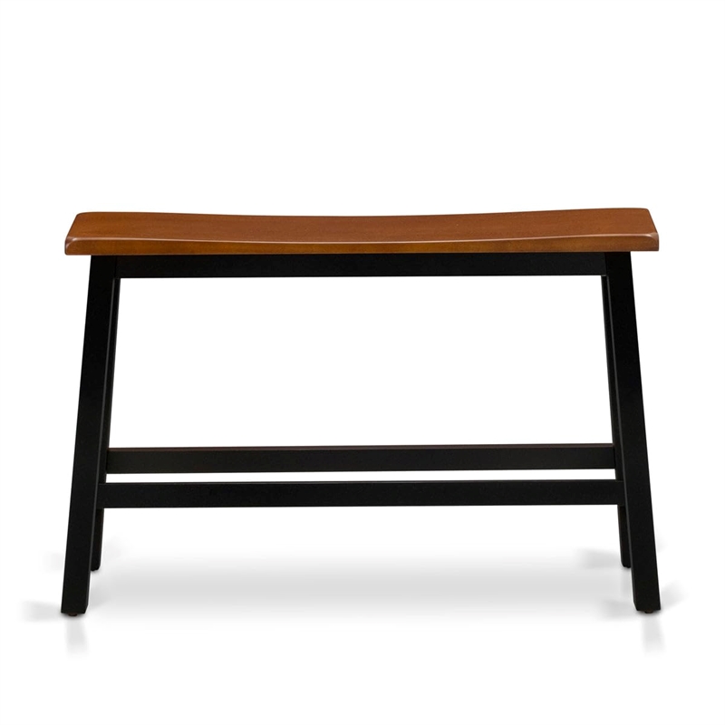 East West Furniture Dining Table 2 Wood Stools with a Bench in Black/Cherry