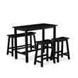 East West Furniture Wood Table/2 Kitchen Stools/1 Bench in Wire brushed Black