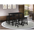 East West Furniture Wood Table/2 Kitchen Stools/1 Bench in Wire brushed Black
