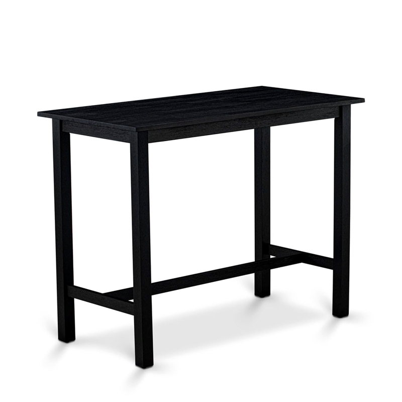 East West Furniture Wood Table/2 Kitchen Stools/1 Bench in Wire brushed Black