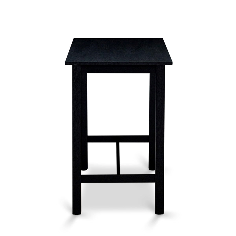 East West Furniture Wood Table/2 Kitchen Stools/1 Bench in Wire brushed Black