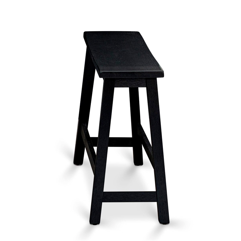 East West Furniture Wood Table/2 Kitchen Stools/1 Bench in Wire brushed Black