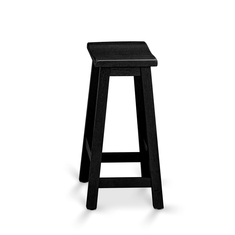 East West Furniture Wood Table/2 Kitchen Stools/1 Bench in Wire brushed Black