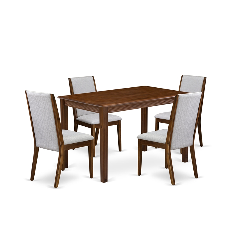 East West Furniture 5-Piece Dinette Set in Antique Walnut/Gray