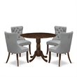 East West Furniture 5-Piece Modern Dining Table Set in Light Gray/Antique Walnut