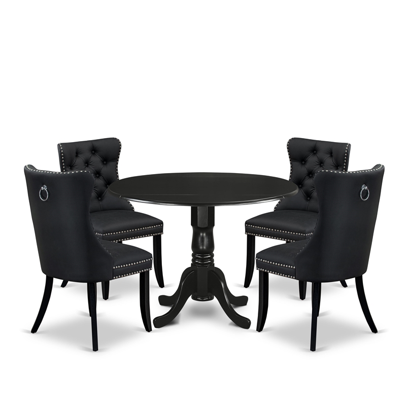East West Furniture 5-Piece Modern Dining Table Set in Black/Dark Gray