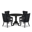 East West Furniture 5-Piece Modern Dining Table Set in Black/Dark Gray