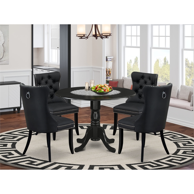 East West Furniture 5-Piece Modern Dining Table Set in Black/Dark Gray