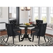 East West Furniture 5-Piece Modern Dining Table Set in Black/Dark Gray