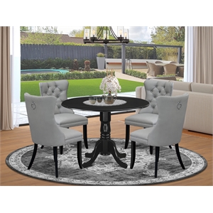 East West Furniture 5-Piece Dining Table Set in Black/Light Gray