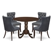 East West Furniture 5-Piece Dining Set in Mahogany/Platinum Gray