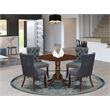East West Furniture 5-Piece Dining Set in Mahogany/Platinum Gray