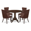 East West Furniture 5-Piece Kitchen Table Set in Mahogany/Burgandy