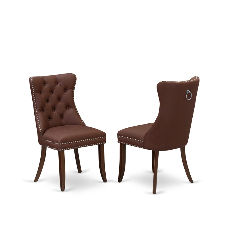 East West Furniture 5-Piece Kitchen Table Set in Mahogany/Burgandy