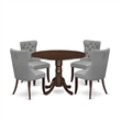 East West Furniture 5-Piece Dining Table Set in Mahogany/Light Gray