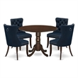 East West Furniture 5-Piece Kitchen Table Set in Mahogany/Navy Blue