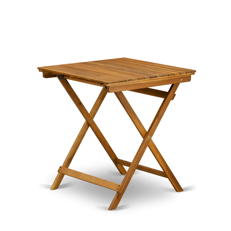 East West Furniture 3-Piece Outdoor Bistro Set in Natural Oil