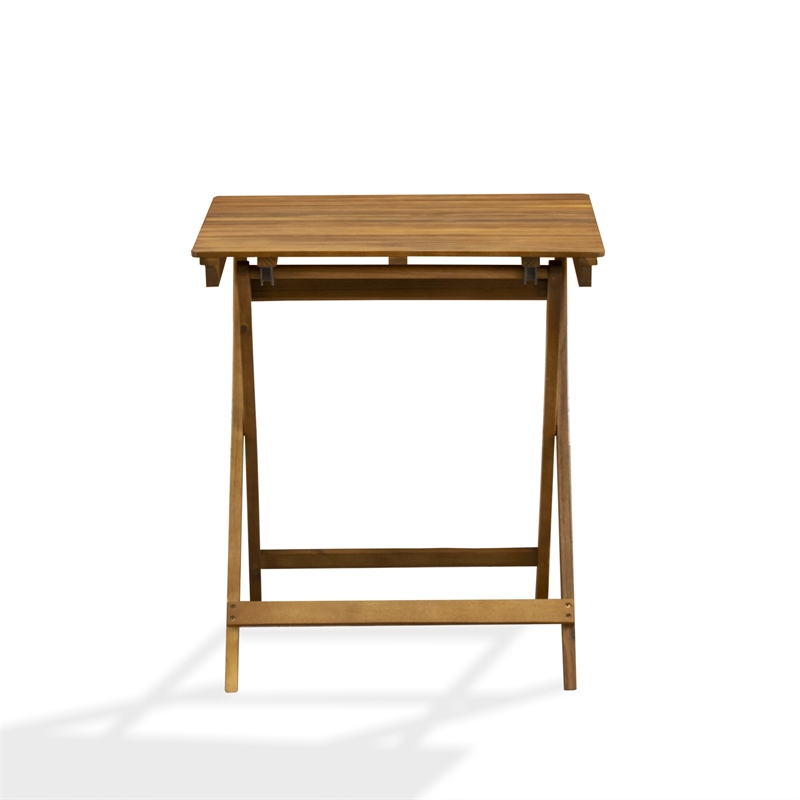 East West Furniture 3-Piece Outdoor Bistro Set in Natural Oil