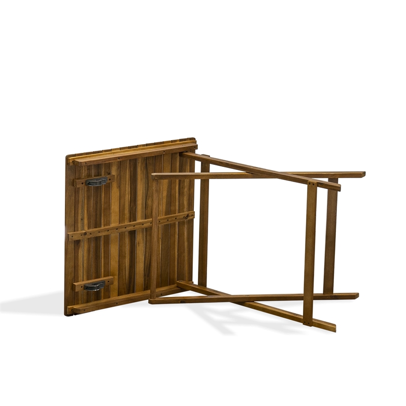 East West Furniture 3-Piece Outdoor Bistro Set in Natural Oil