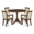 East West Furniture 5-Piece Dining Room Set in Antique Walnut/Light Beige