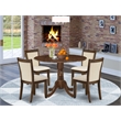 East West Furniture 5-Piece Dining Room Set in Antique Walnut/Light Beige