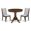 East West Furniture 3-Piece Dining Set in Antique Walnut/Gray