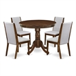 East West Furniture 5-Piece Dining Set for Small Spaces in Antique Walnut/Gray
