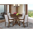 East West Furniture 5-Piece Dining Set for Small Spaces in Antique Walnut/Gray