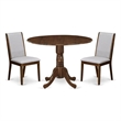 East West Furniture 3-Piece Dining Table Set  in Antique Walnut/Gray