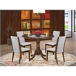 East West Furniture 5-Piece Dinette Set for Small Spaces in Antique Walnut/Gray