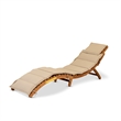 East West Furniture Patio Chaise Lounge in Natural Oil/Light Brown Cushion