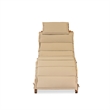 East West Furniture Patio Chaise Lounge in Natural Oil/Light Brown Cushion
