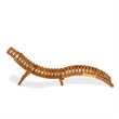 East West Furniture Patio Chaise Lounge in Natural Oil/Light Brown Cushion