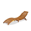 East West Furniture Patio Chaise Lounge in Natural Oil/Light Brown Cushion