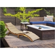 East West Furniture Patio Chaise Lounge in Natural Oil/Light Brown Cushion