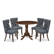East West Furniture 5-Piece Dining Table Set in Antique Walnut/Platinum Gray
