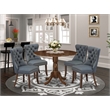 East West Furniture 5-Piece Dining Table Set in Antique Walnut/Platinum Gray