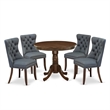 East West Furniture 5-Piece Kitchen Table Set in Antique Walnut/Platinum Gray